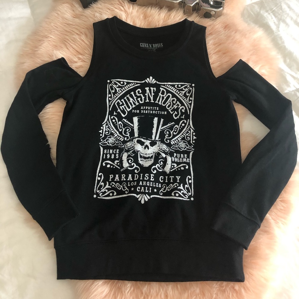 Long sleeve open shoulder GUNS N’ ROSES top